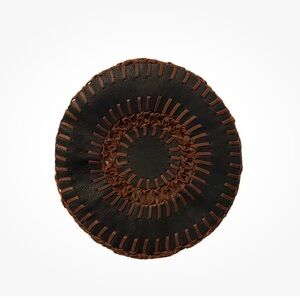 Miu Miu Leather Black and Brown Hat with Intricate Beadwork